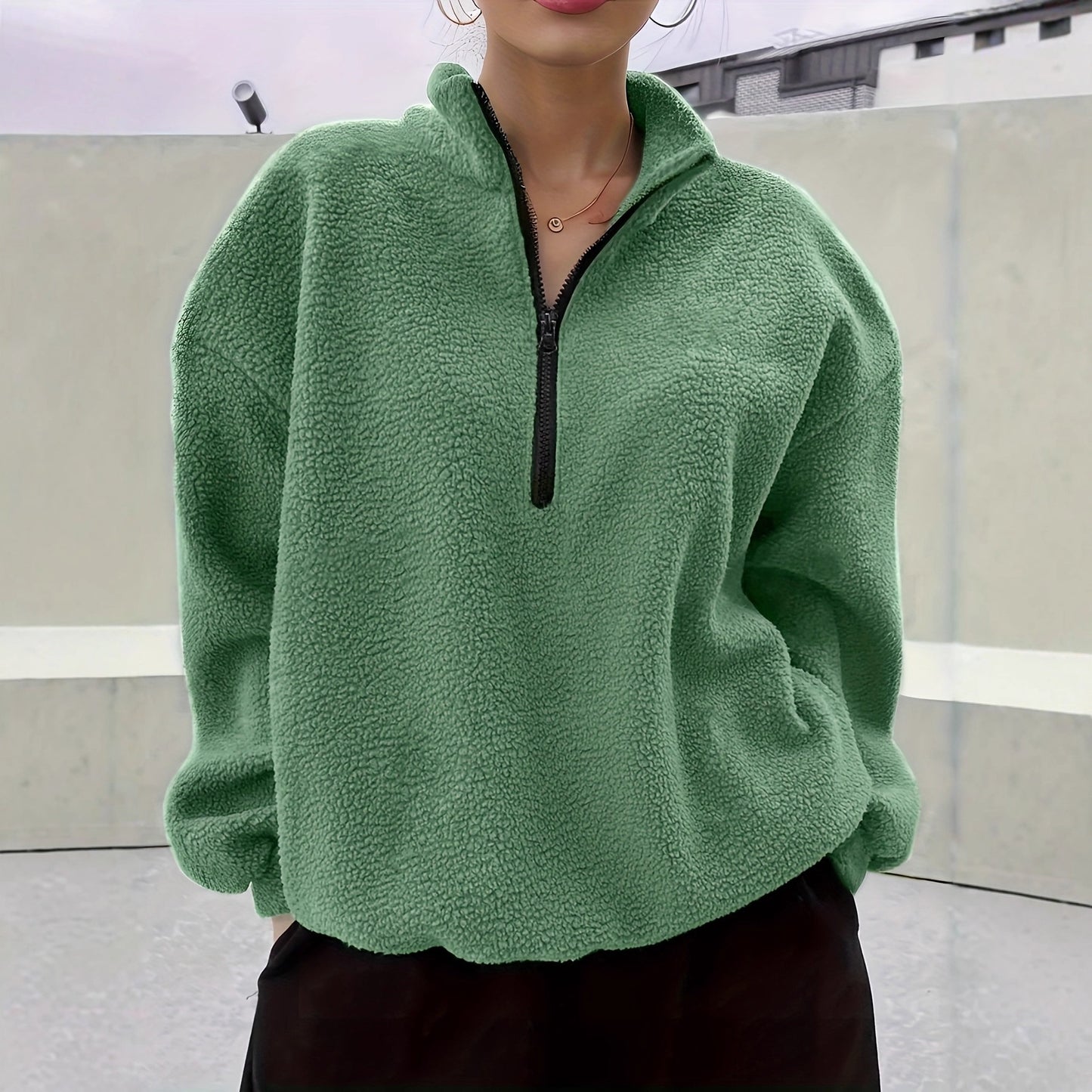Winter Long Sleeve Casual Simple Solid Color Women's Sweater, Sweater