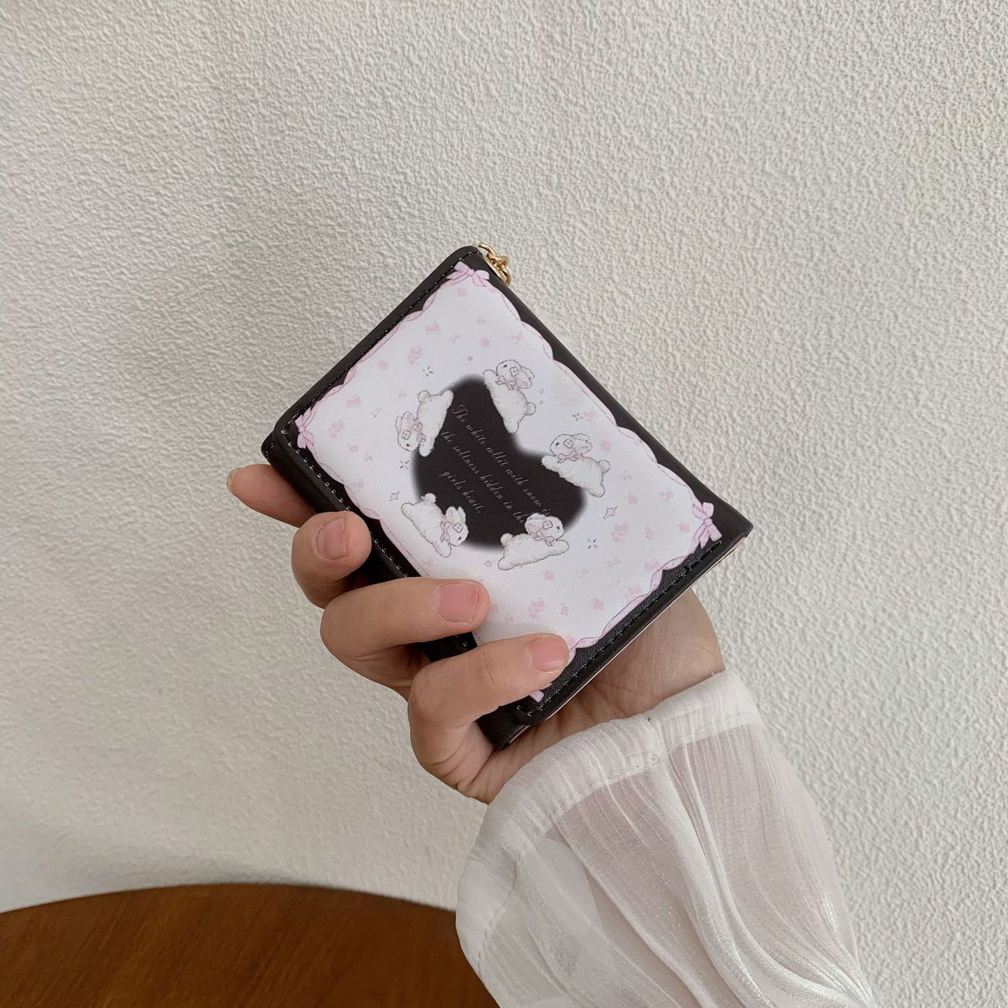 Female Short Cute Love Hair Ball Korean Ladies Wallets