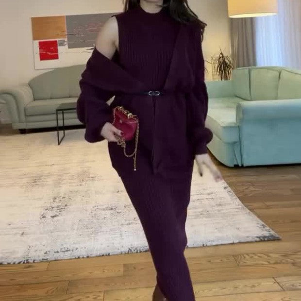 Elegant High-grade Shawl Knitted Comfortable Round Suits