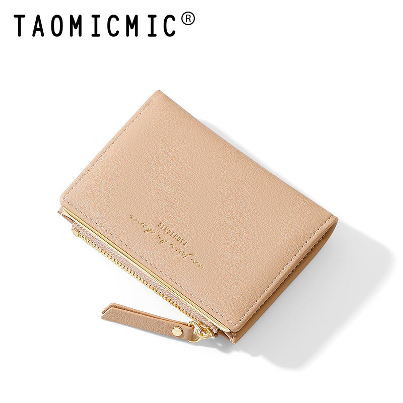 Women's Short Simple Two-fold Zipper Folding Change Ladies Wallets