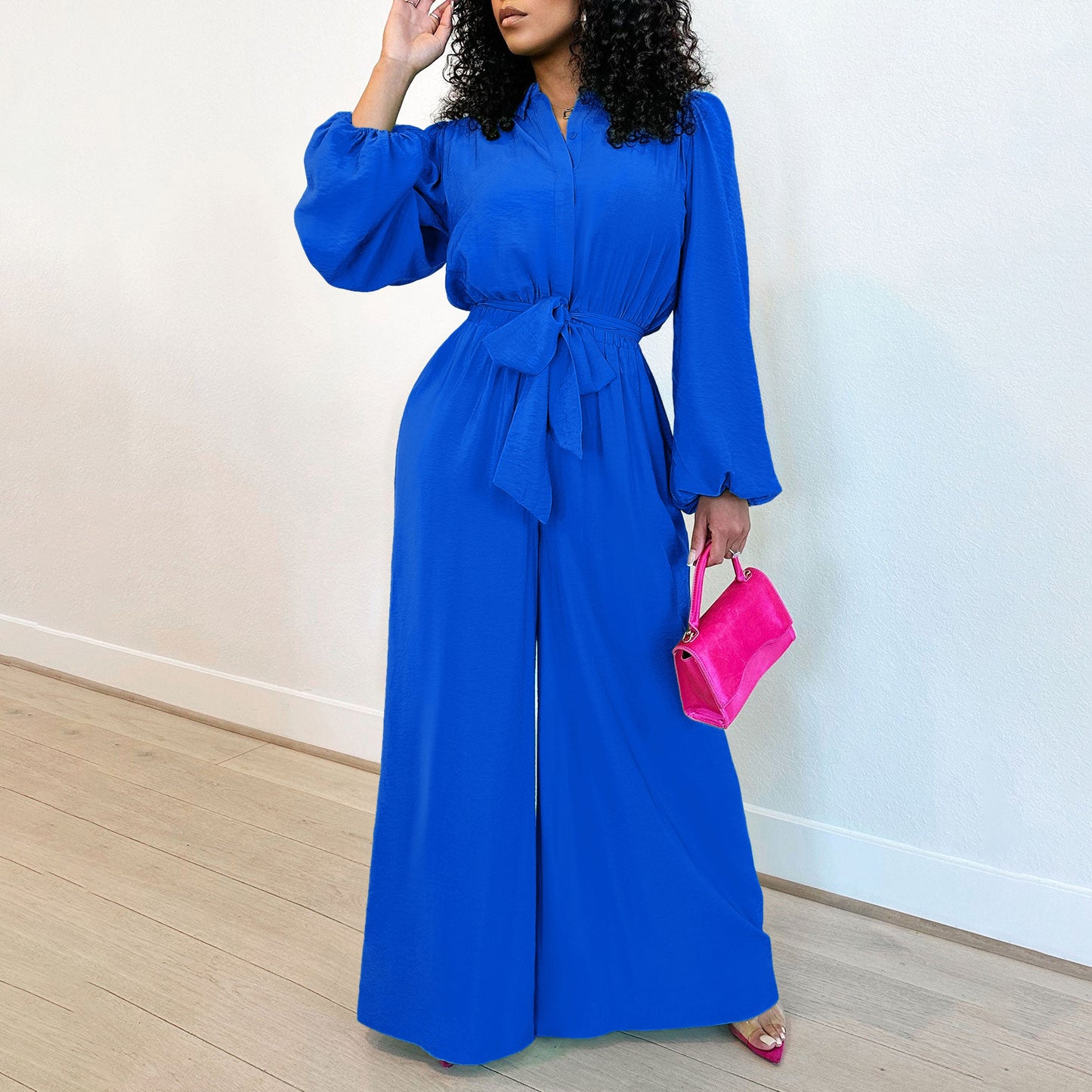 Women's Fashion Long Sleeve Solid Color High Women's Jumpsuit/clothing