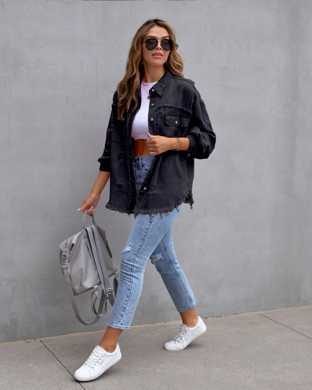 Women's Denim Ripped Simple Comfortable Slim Slimming Coats