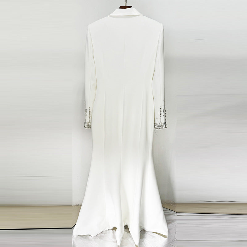 Fashion Bead Diamond Tailored Collar Dress Dresses