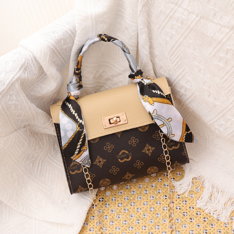 Fresh Sweet Autumn Print Silk Scarf Crossbody Bags