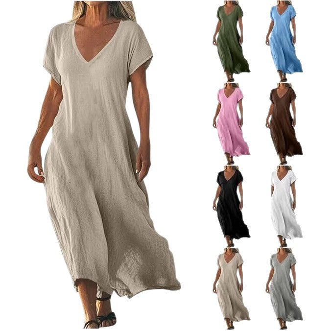 Women's Cotton Linen Summer High-grade Temperament Female Skirts