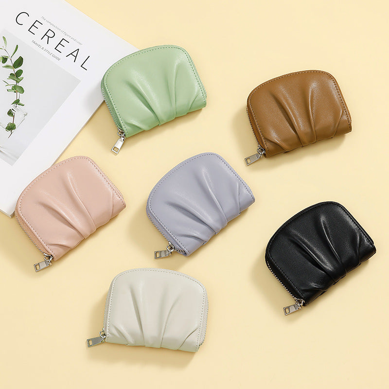 Women's Organ Versatile Pleated Mini Compact Card Holder