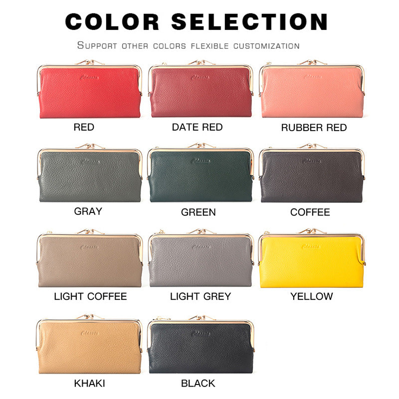 Women's Long Genuine Leather High-grade Cowhide Ladies Wallets