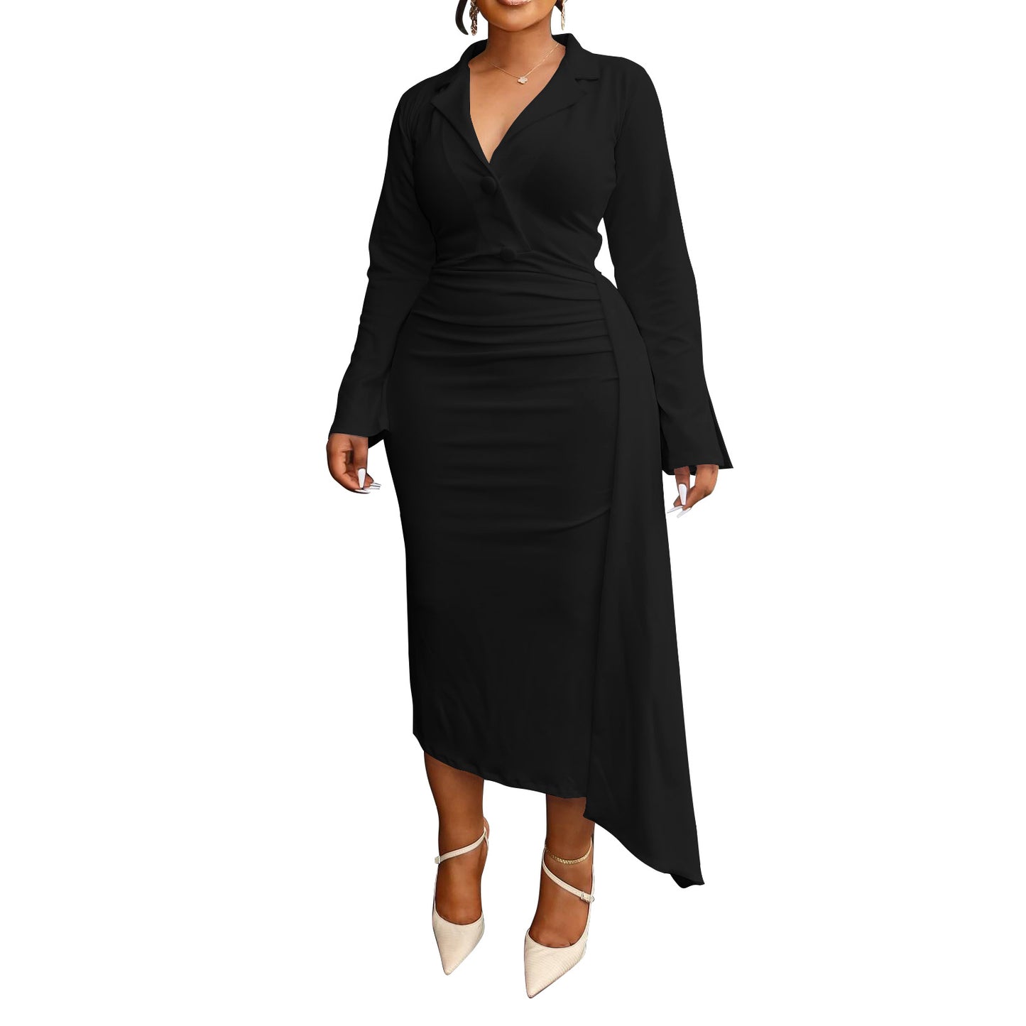 Women's Fashion Sexy Stitching Ruffle Irregular Dress Dresses