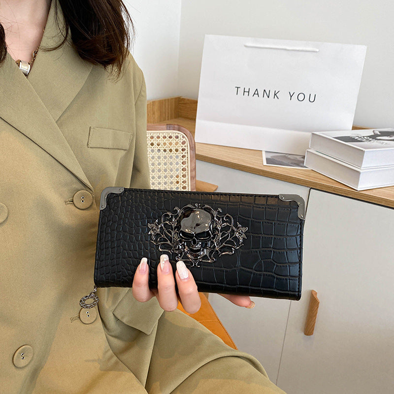 Women's Personality Long Punk Zipper Clutch Multi Ladies Wallets