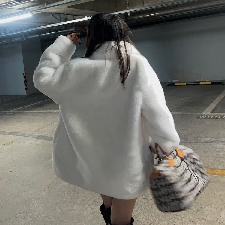 Thick Warm White Fur Scarf Collar Plush Imitation Coats