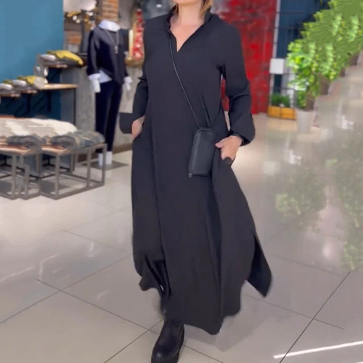 Women's Casual Loose Solid Color Pullover Long Dress