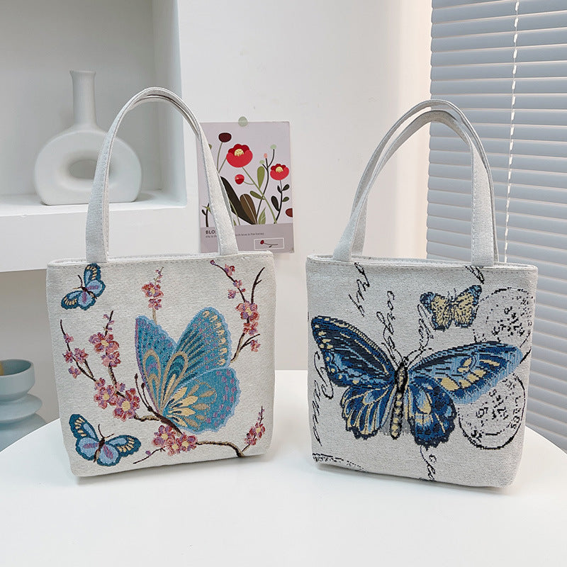 Ethnic Style Canvas Jacquard Embroidered Cartoon Handbags