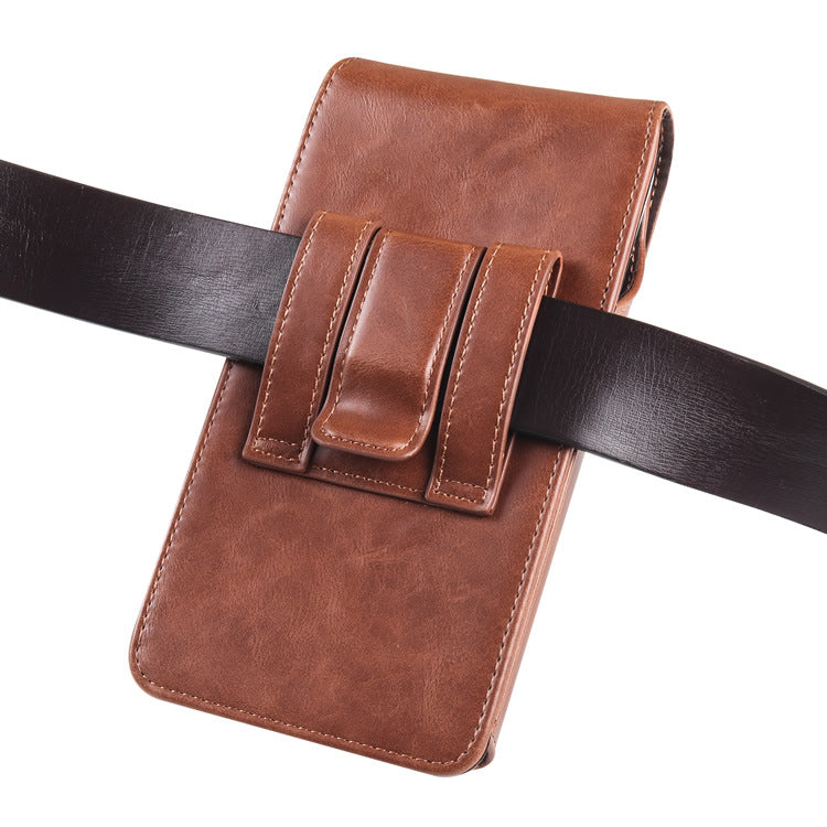 Vertical Magnetic Snap Wrist Hanging Leather Male Elderly Phone Bags