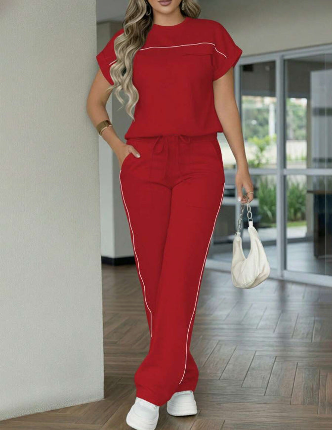 Women's Set Solid Color Simple Sleeve Trousers Shorts