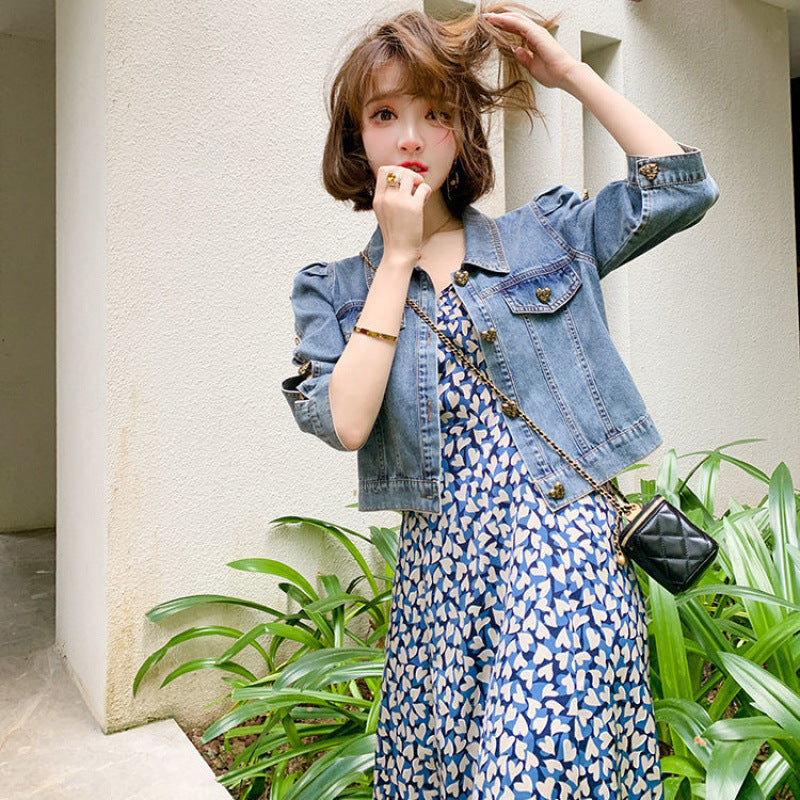 Women's Retro Blue Denim Design Sense Niche Coats
