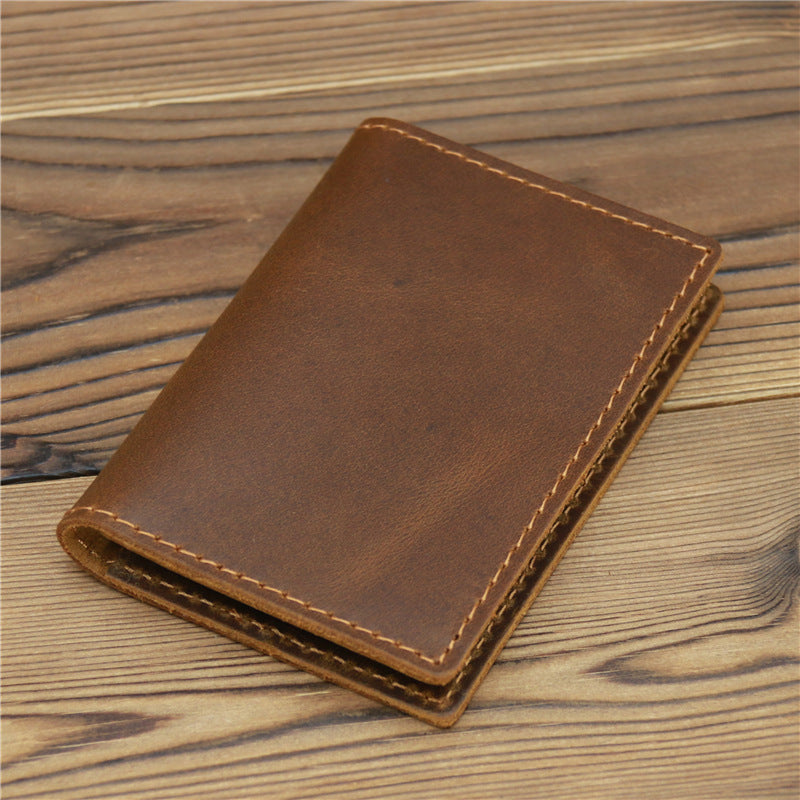 Men's Driving License Clip Genuine Leather Crazy Card Holder