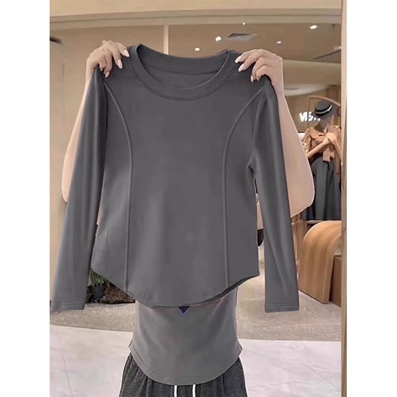 Long Sleeve Female White Irregular Inner Women's T-shirt