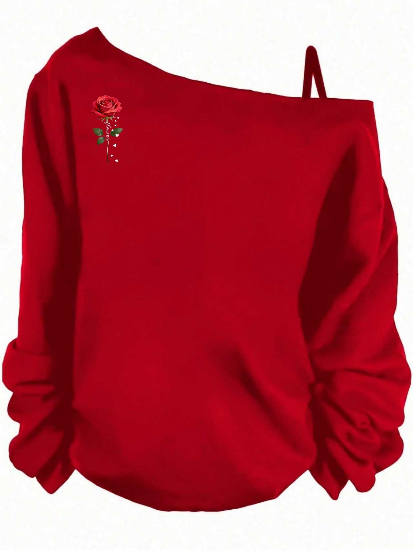 Women's Sling Solid Color Printing Long Sleeve Trendy Women's T-shirt