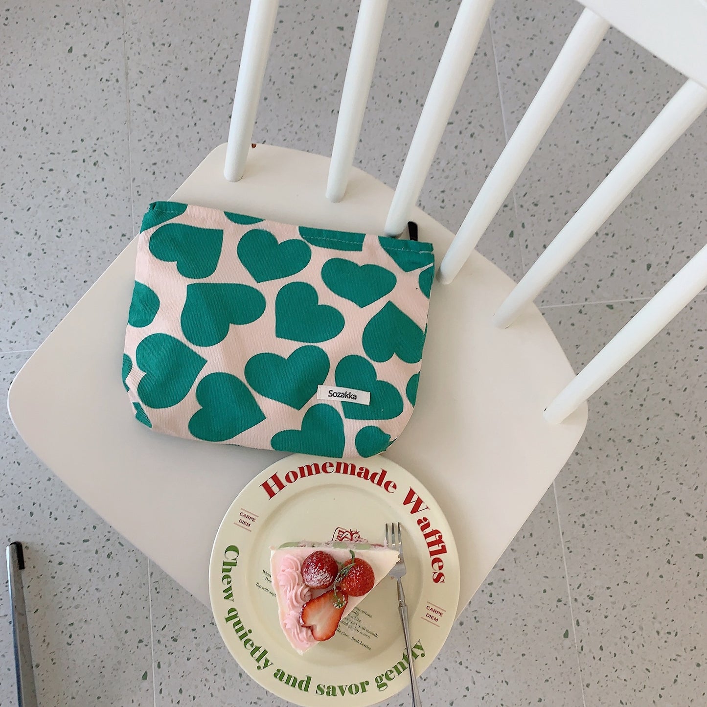 Women's Portable Corduroy Chessboard Grid Clutch Toiletries Bags