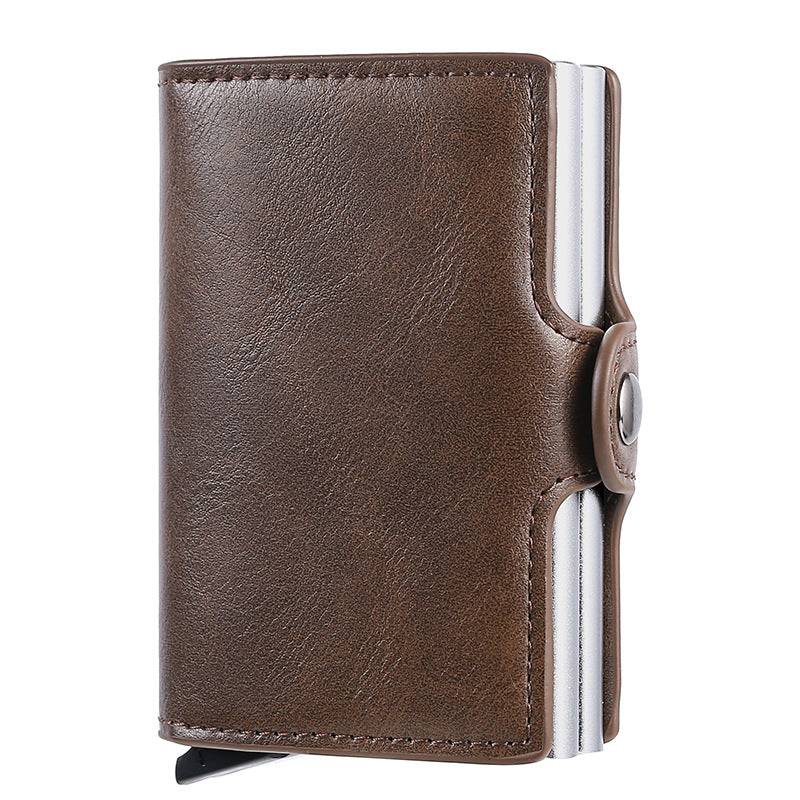 Men's Automatic Pop-up Metal Integrated Carbon Fiber Pattern Card Holder