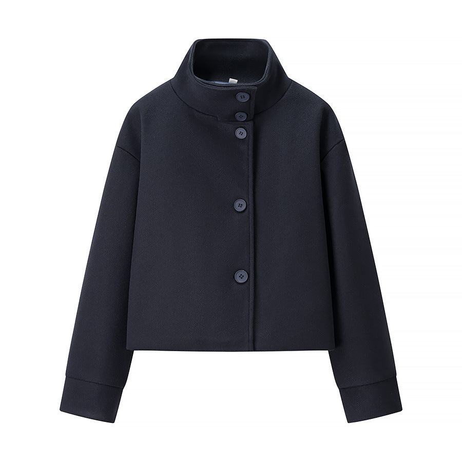 Women's Long Sleeve Solid Color Single-breasted Woolen Coats