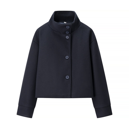 Women's Long Sleeve Solid Color Single-breasted Woolen Coats