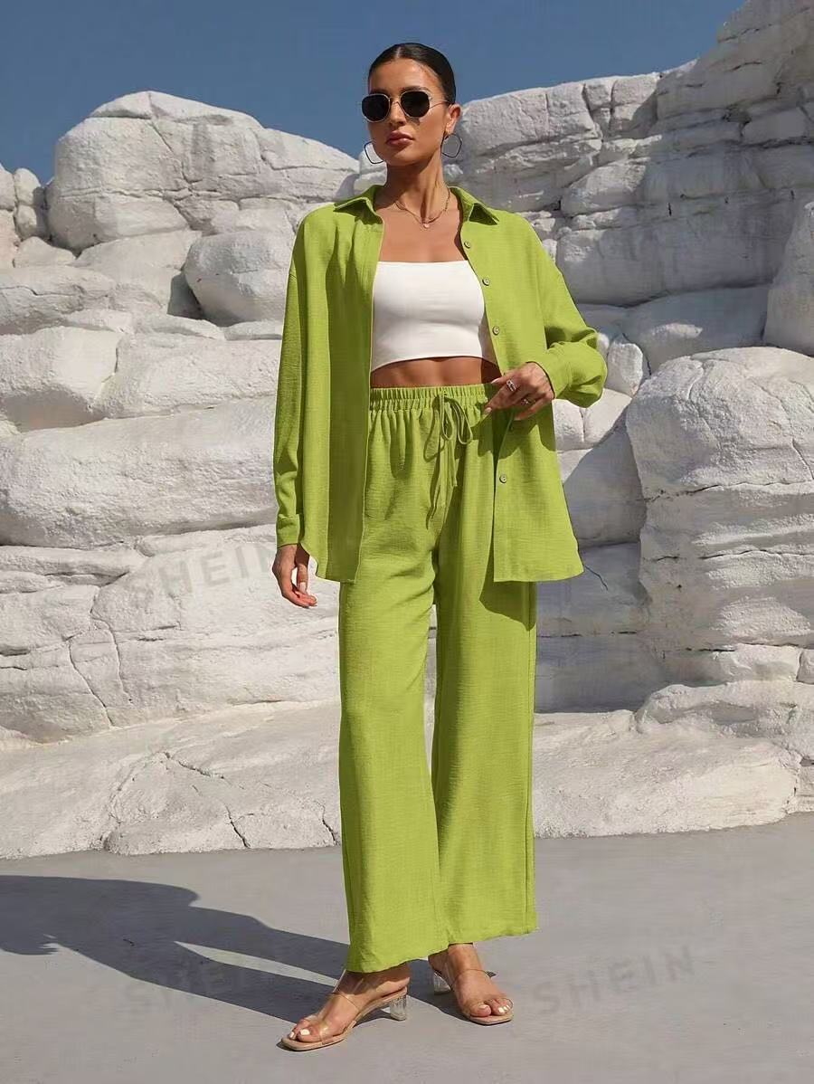 Women's Autumn Graceful Long Sleeve Two-piece Set Solid Fashion Casual Suit