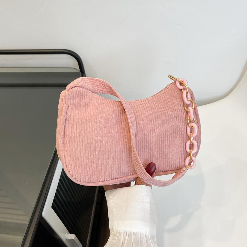 Women's Korean Style Artistic Cloth Simple Corduroy Shoulder Bags