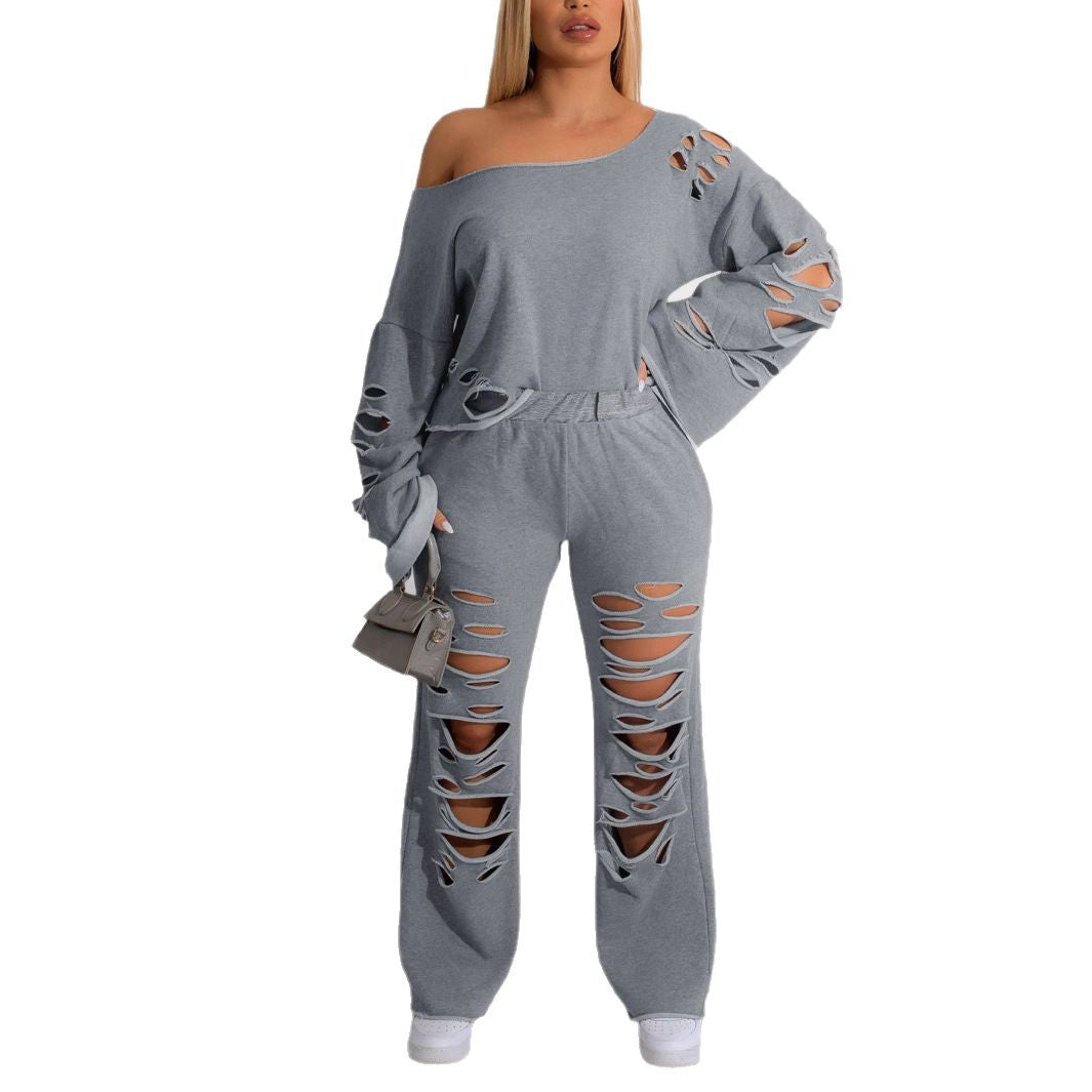 Tide Ripped Sports Two-piece Set Loose Suits