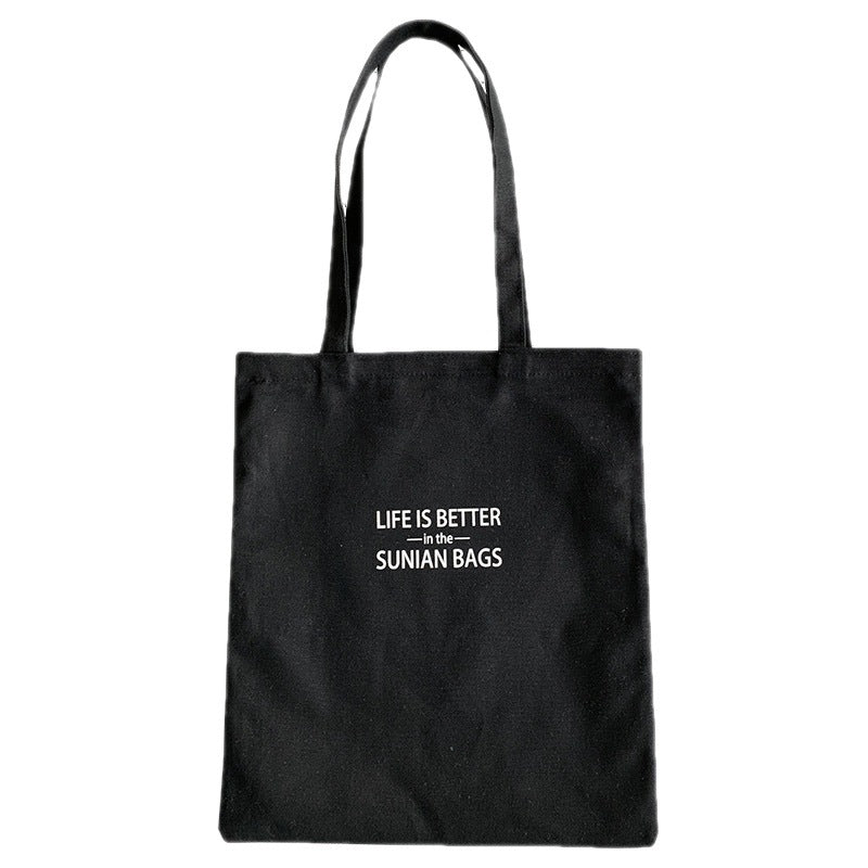 Simple Letters Large Capacity Canvas Cotton Shoulder Bags