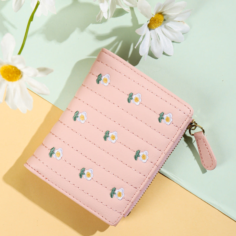 Women's Stylish Minimalist Embroidery Mini Creative Ladies Wallets