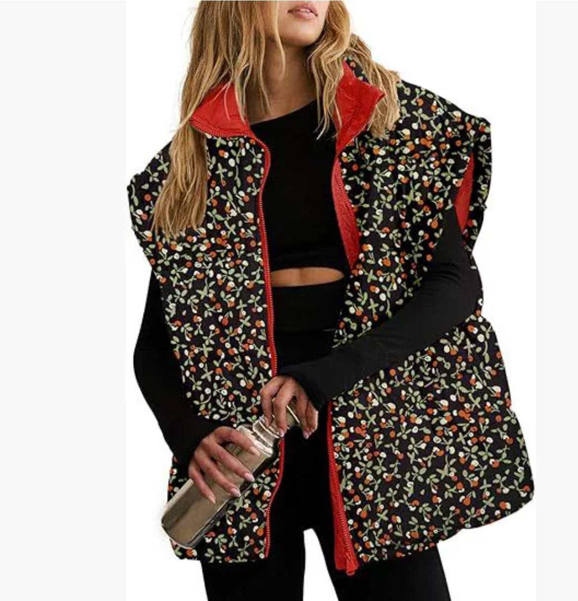 Women's Fashion Solid Color Zipper Pocket Stand-up Vests