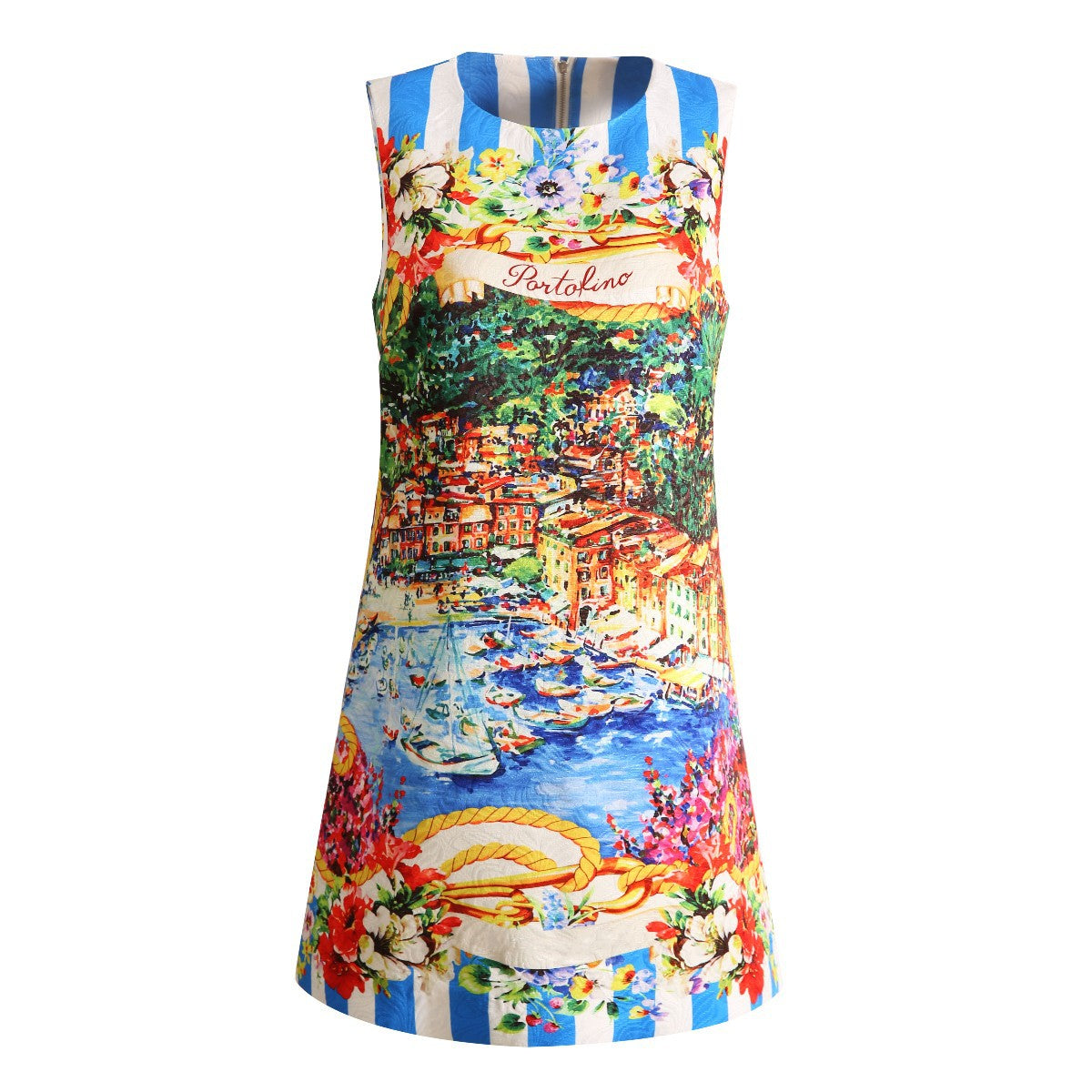 Women's Fruit Round Neck Positioning Printing Landscape Dresses