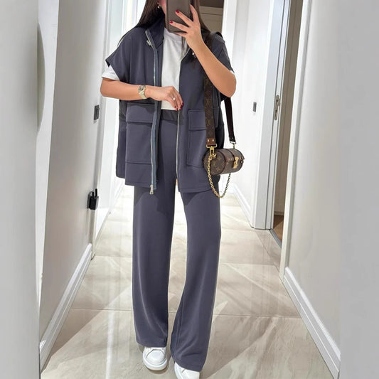 Women's Autumn Summer Solid Color Casual Loose Suits