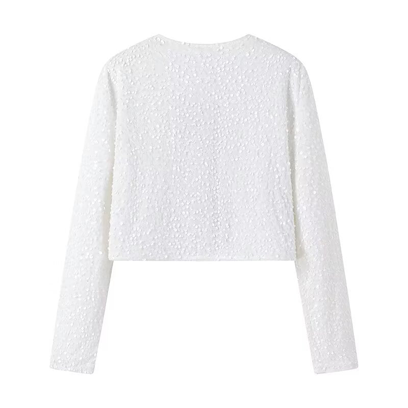 Women's Spring Elegant Slightly Mature Bow Sequined Coats