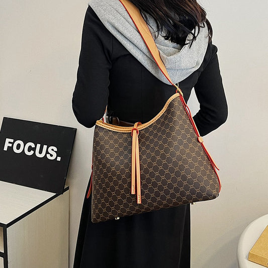 Women's Advanced Sense Material Handmade Big Pocket Shoulder Bags
