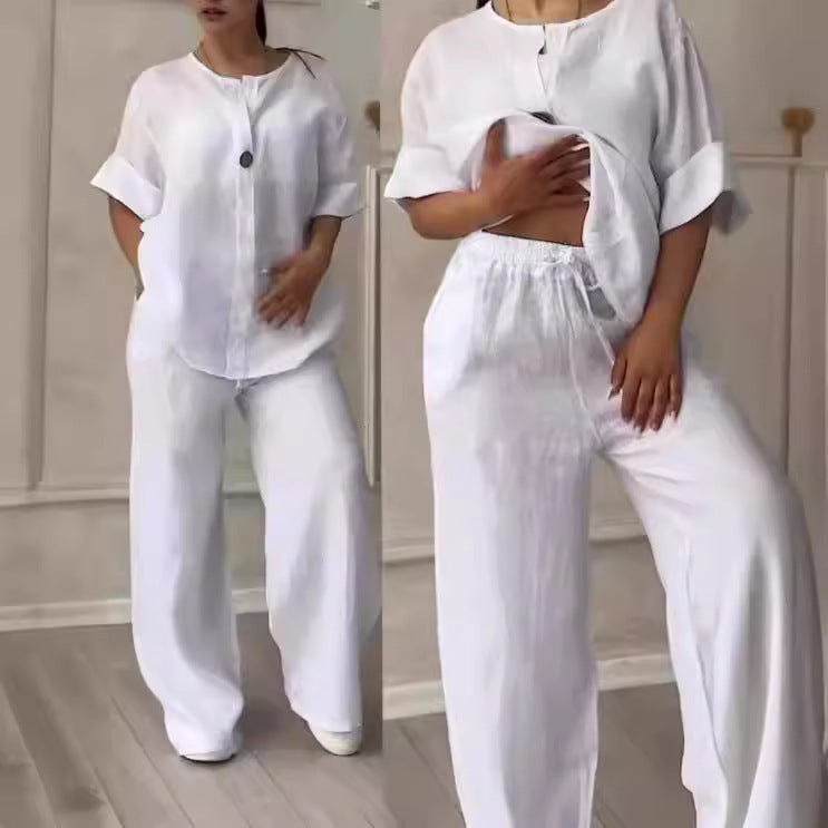 Women's Wear Comfortable Loose Wide Leg Cotton Tops