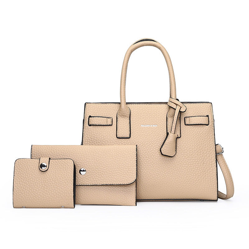 Women's Three-piece With Litchi Pattern Hand Holding Shoulder Bags