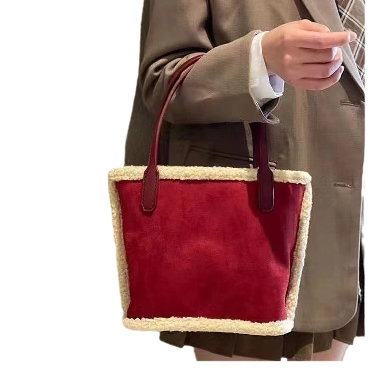Winter Lamb Wool Versatile Large Capacity Handbags
