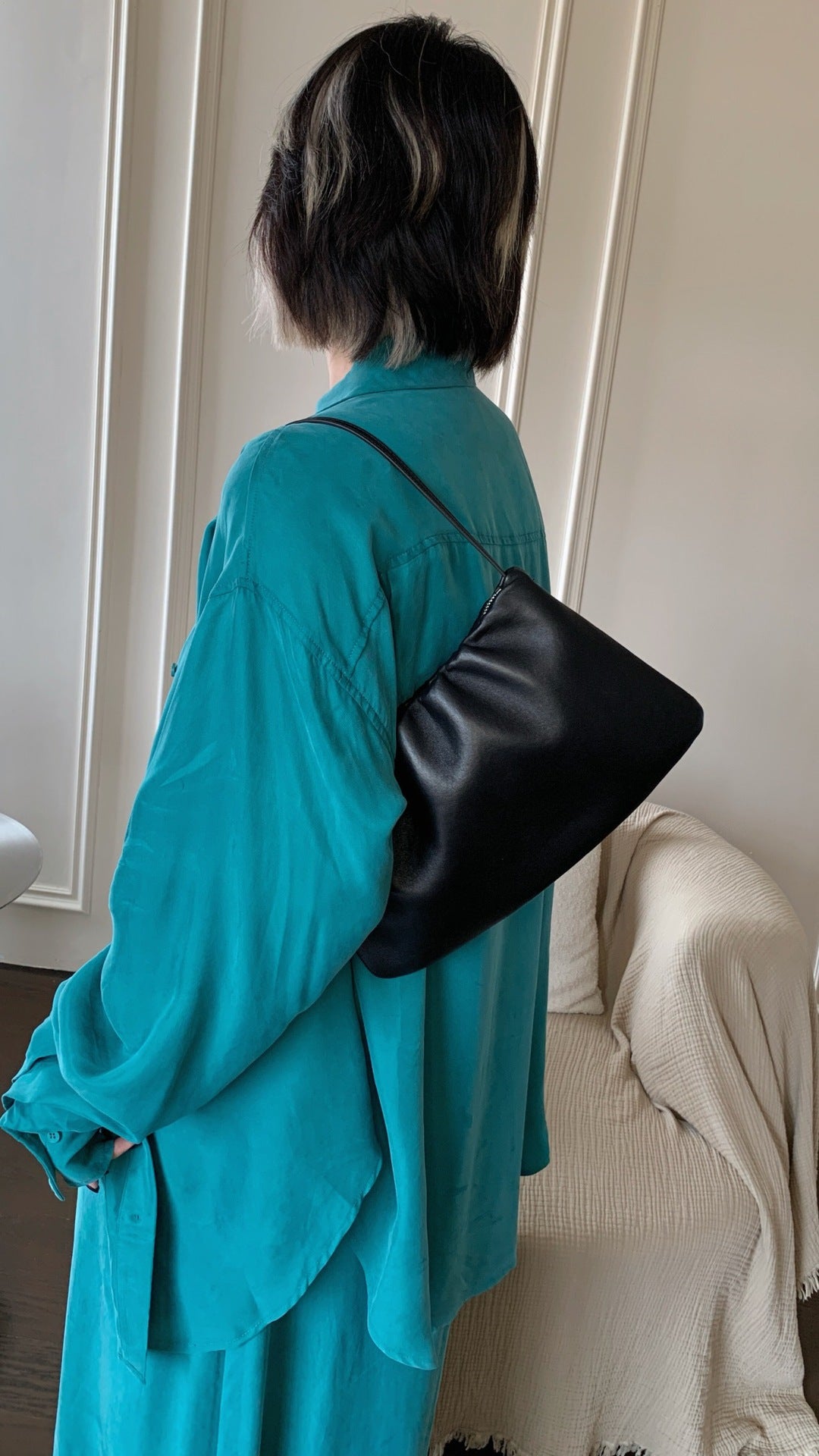 Inside Outside Sheepskin Cloud Autumn Pleated Bags