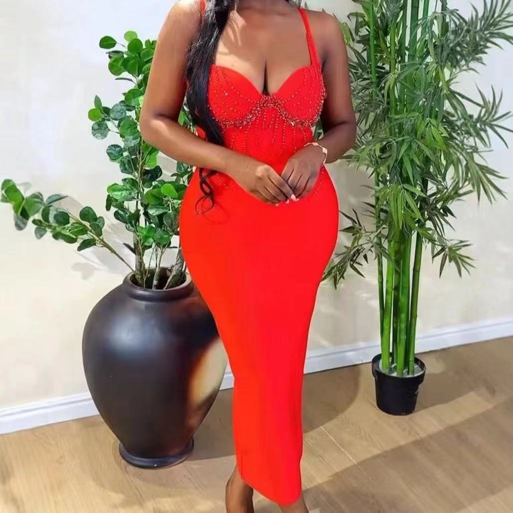Sexy Strap Bandage Dress Beading Party Dresses