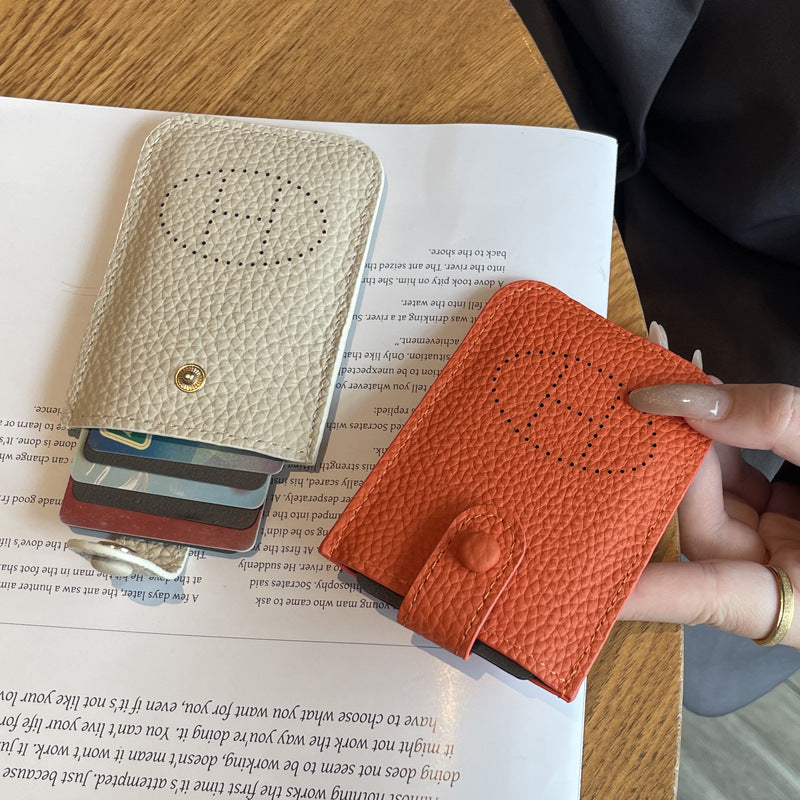 Women's Exquisite Simple First Layer Cowhide Pull-out Card Holder