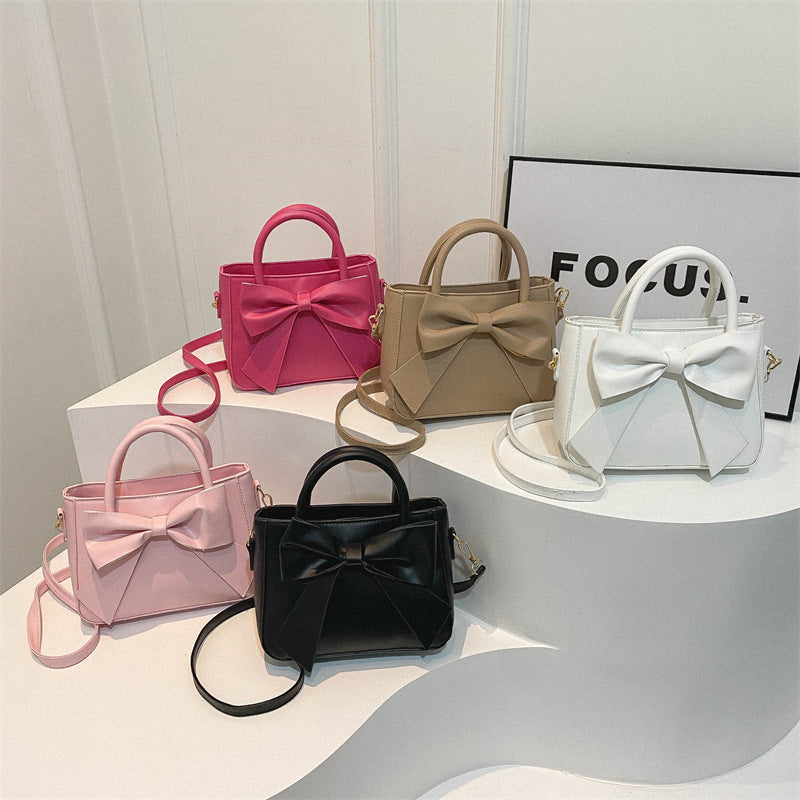 Women's Design Fashion Retro Bow Solid Color Shoulder Bags
