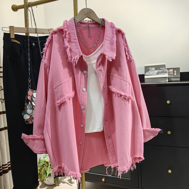 Edge Denim Shirt Korean Style Casual Jackets