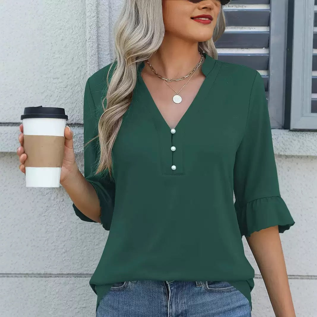 Women's Solid Color Ladies Fashion Shirt Women's T-shirt