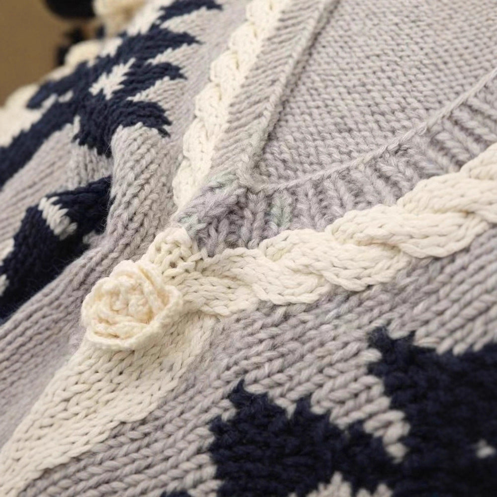 Women's Handmade Thick Needle Contrast Color Knitwear