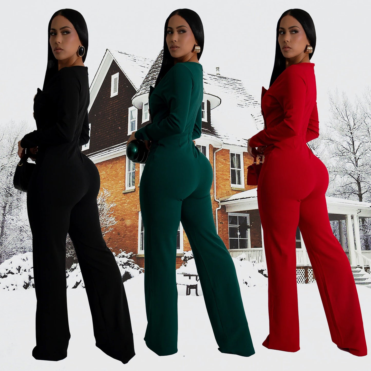 Women's Wear Long Sleeve Arm Covering Trousers Jumpsuits