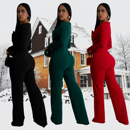 Women's Wear Long Sleeve Arm Covering Trousers Jumpsuits