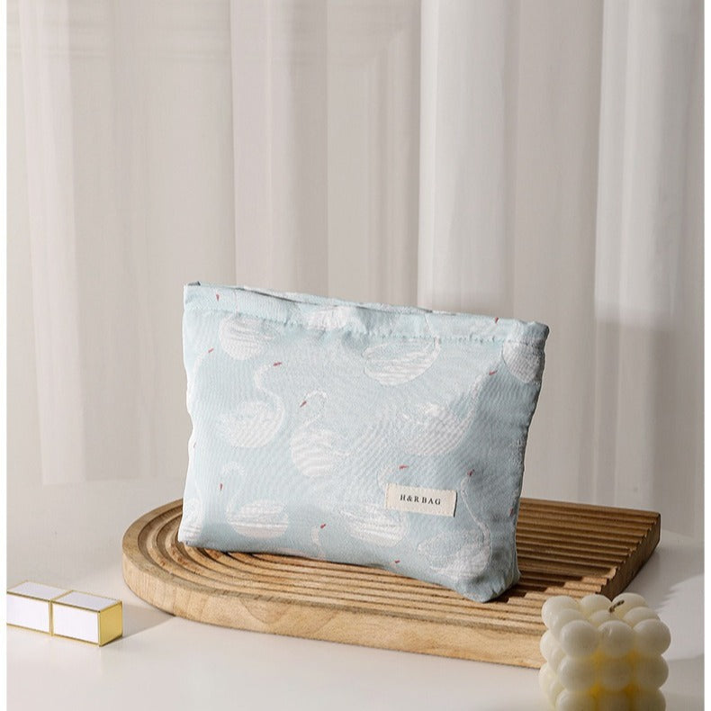 Fresh Swan Jacquard Contrast Color Makeup Cosmetic Bags