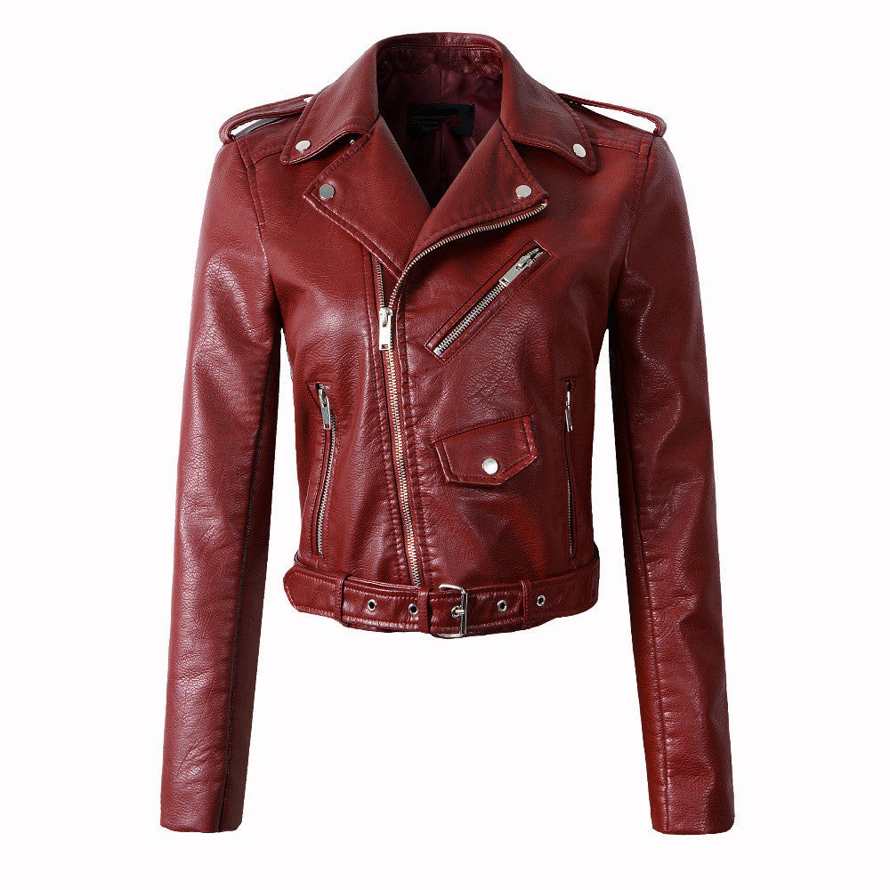 Women's Leather Korean Slim Fit Lady Fashion Jackets